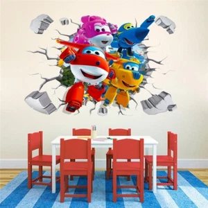 Super Wings Wandtattoo 3D Wandaufkleber Flügel Kinderzimmer Sticker Cars Jungen - Bild 1 von 2