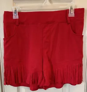 NWT Crazy Train Womens Size Lg Red Shorts With Fringe - Picture 1 of 4