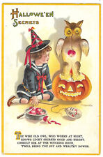 Postcard Halloween Artist Signed A. Heinmuller Boy Owl on JOL
