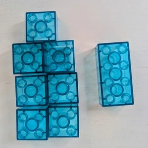 Lego DUPLO klar durchscheinend blau Steine Blöcke gefrorenes Eis Menge 8 2x4 2x2 - Bild 1 von 7