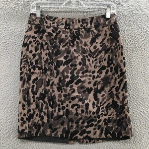 Ann Taylor Straight & Pencil Skirt Womens 4P Multicolor Cotton Leopard Print Zip - Picture 1 of 17