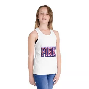 Kids Jersey Tank Top - Pink Graphic - Perfect for Summer Playtime - Picture 1 of 10
