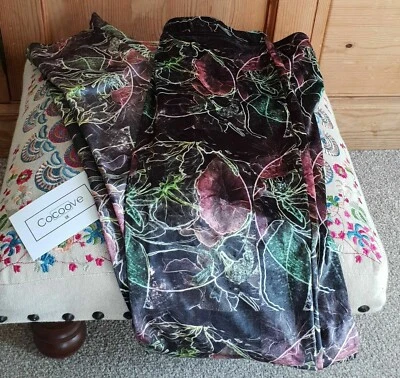 New Cocoove VeVe High Waist Velour Fruitage Print Black Leggings UK 14 12 Soft - Image 1 of 4