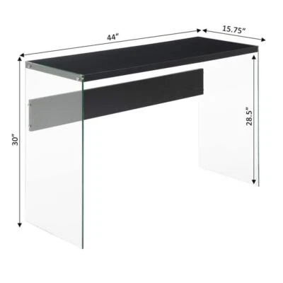Mesa consola/escritorio Convenience Concepts 30" tablero de partículas negro con lados de vidrio Foto 1 de 4