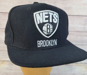 Brooklyn Nets Flat Brim Hat- Black/Snapback Adjustable Fits All adidas - Picture 1 of 9
