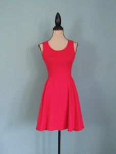 Size: XS LOLA Hot Pink Tank Dress Fit + Flare Round Neckline Back Zip - Picture 1 of 11