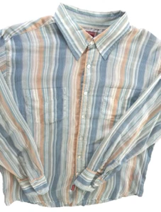 Guess Men's Long-sleeved Buttons Up Shirt Size XL Polyester Cotton Striped Blue - Picture 1 of 12