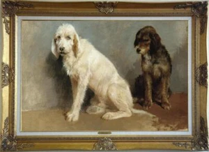 Handmade Old Master-Art Antique Oil Painting animal dog on canvas 24"x36" - Picture 1 of 2
