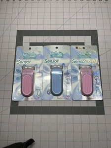 3-Gillette Sensor Excel For Women Refillable Razor Shave Handle GLITTER rare Lot - Picture 1 of 4