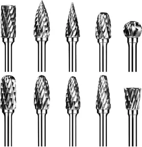 10PCS 1/8"Shank Tungsten Carbide Rotary Burr Bit Cutting Carving for Dremel Tool - Picture 1 of 7