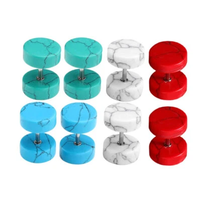 A Pair Top Quality Fake turquoise / Coral Ear Stretcher Plugs Earrings 8 - 10 mm - Image 1 of 2