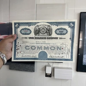 Erie Railroad Co Cancelled Preferred Stock Certificate 1948 Vintage Collectible - Picture 1 of 7