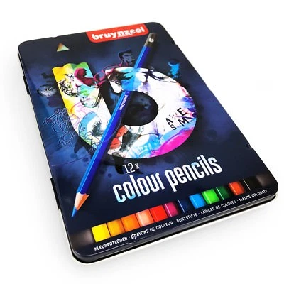 Bruynzeel Colouring Pencils - 12 Assorted Colours in Metal Gift Tin - Blue Set - Image 1 of 4