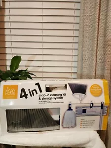 Floor Cleaning Kit Broom 2 Mops Duster 4-in-1 Storage System Wall Rack Easy Home - Picture 1 of 4