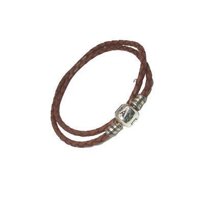 Pandora Trenzado Cuero Marrón Dije Pulsera Doble Envoltura 13.78" 590705CBN-D Foto 1 de 4