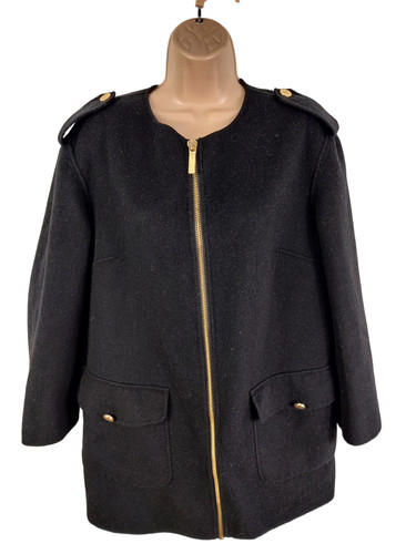 DONNA MICHAEL KORS TAGLIA SMALL TRENCH NERO LANA MAC SOPRABITO CAPPOTTO GIACCA ABITO