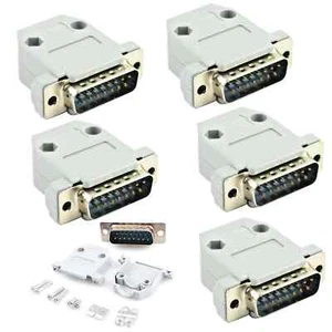 5X DB15 15 Pin Male Solder Cup Connector Plastic Hood Shell and Hardware DB15 - Picture 1 of 4
