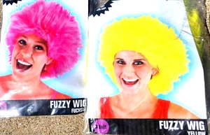 fuzzy party wig choose pink or yellow costume accessory - Picture 1 of 2