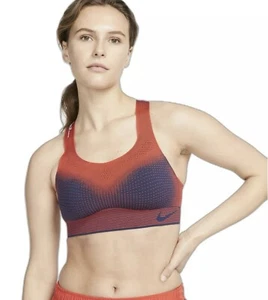 Size M- Nike Women's Swoosh Flyknit High Support Top, Red/Blue. - Picture 1 of 4