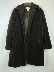 Abrigo de piel sintética J Crew para mujer pequeño pequeño marrón oscuro medio tranquilo lujo dinero antiguo - Imagen 1 de 6