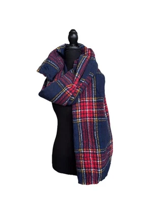 Old Navy Cozy Soft Brushed Flannel Scarf Navy Multi Plaid Tartan - Image 1 of 4