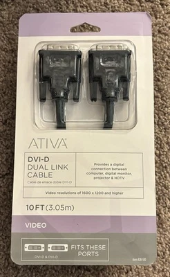 Ativa® DVI Dual-Link Monitor Cable, 10' - Image 1 of 2
