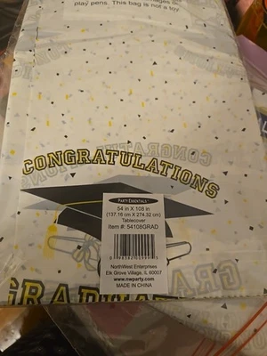 2pack Glitzy Grad Plastic Banquet Tablecloth 54"x102" Graduation Party Decorativ - Image 1 of 2