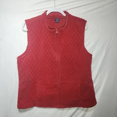 Basic Editions Womens XL Quilted Vest Full Zip Pockets Red Color - Image 1 of 4
