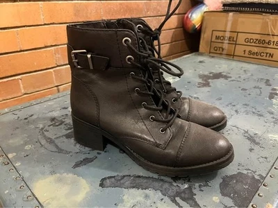 RAMPAGE Ram-Kessa Black Lace-Up Combat Boots 9 - Image 1 of 4