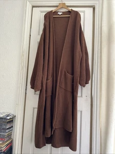 Size Large Plus Size Topshop Light Brown Knitted Maxi Floor Length Cardigan - Picture 1 of 4
