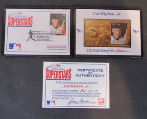 1995 American League Superstars Cal Ripken, Jr. 23K Gold Stamp w/COA T233 - Picture 1 of 5