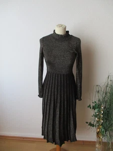 Orsay Damen Strick Kleid Gr. XS schwarz-Goldfaden wie neu langarm - Bild 1 von 8