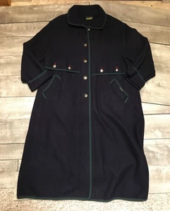 Geiger BOILED WOOL Trench Over Coat Womens LONG Cape JACKET Purple-Blue 12-14 - Picture 1 of 13