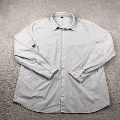 Camisa Lululemon Nueva Venture Calce Clásico Para Hombres 2XL Azul Rayas Abotonada *Defecto Foto 1 de 4