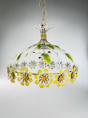Vintage Toleware Daisy Chandelier - Image 1 of 4