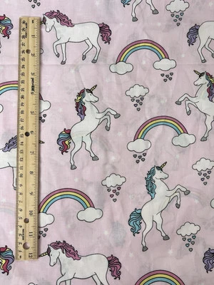 Tela de unicornio rosa arco iris 2017 Brother Sister Designs acolchado de algodón 3 yardas Foto 1 de 4