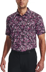 Mens Under Armour Golf Playoff 3.0 Printed Polo Pink Splatter 2XL Arrowhead Logo - Picture 1 of 7