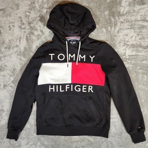 Tommy Hilfiger Hombre Mediano Negro Quinn Bordado Logo Estampado Polar Sudadera con Capucha - Imagen 1 de 13