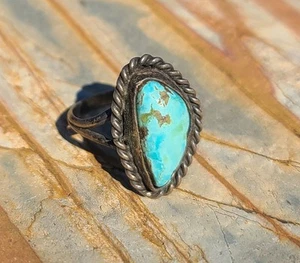 Beautiful Vintage Native American Sterling Silver Turquoise Ring Size 6 *as-is* - Bild 1 von 22