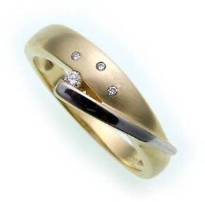 Damen Ring Brillant 0,04ct SI echt Gold 585 Bicolor Gelbgold Qualität
