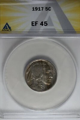 1917 .05  ANACS  EF 45  Buffalo Nickel, Indian Nickel, 5 Cent Piece - Image 1 of 2