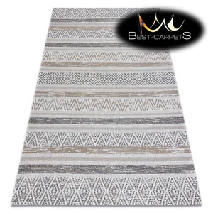 Increíble Moderna ALFOMBRA DE SISAL ""CASA"" Zig Zag CREMA / TOPO alfombra reciclada ecológica - Imagen 1 de 11