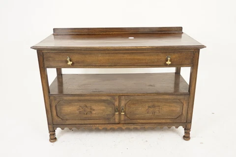 Antique Oak Arts & Crafts Hall Table, Serving, Sofa Table, Scotland 1910, H1029 Cover