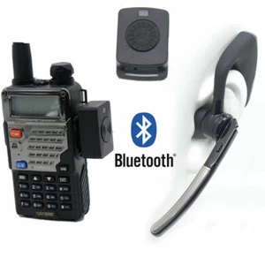 Adaptador Inalámbrico Bluetooth + Auriculares PTT PARA Radio Kenwood Tyt Baofeng UV5R HB-6A - Imagen 1 de 12