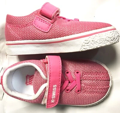 KSWISS Sneaker Pink Canvas W/ Woven Metallic Silver Threads Infant Size 5 Shoes - Image 1 of 2