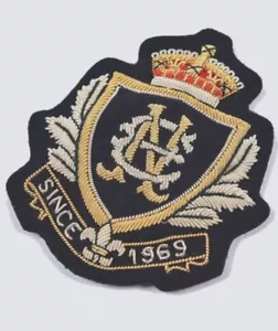 HANDMADE EMBROIDERED CREST PATCH WITH CROWN EMBROIDERED RARE (NEW) - Picture 1 of 1