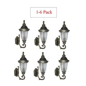 Multi-Pack Outdoor Cast Aluminum Lighting Fixture Lantern Wall Sconce BlackGold - Picture 1 of 7