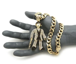 New Iced Gangster Pendant 11mm/18",20",24" Cuban Chain Fashion Necklace RC4076 - Picture 1 of 13