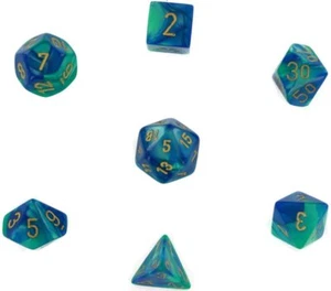 Polyhedral RPG Sets Swirled Gemini: Blue Teal/Gold (7) - Picture 1 of 1