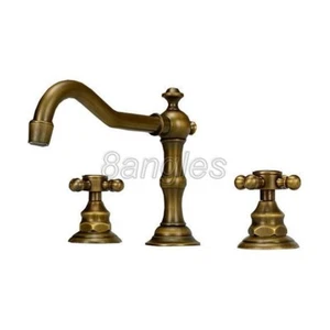 Antique Brass Widspread Bathroom Basin Sink Faucet Dual Handles Mixer Tap 8an030 - Picture 1 of 7